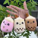 SHIDXIB 4Pcs Charming Fruit Milk Tea Cup Plush Keychains Super Soft Animal for Bags Backpacks Purses Adorable Gifts