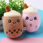 SHIDXIB 4Pcs Charming Fruit Milk Tea Cup Plush Keychains Super Soft Animal for Bags Backpacks Purses Adorable Gifts