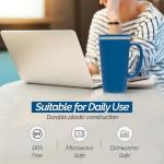 Copco Cone Travel Coffee Mug, 16 oz (Set of 2) - Insulated Drinkware with Spill-Proof Lid and Handle, Microwave & Dishwasher Safe - BPA-Free, Compact for Desk & Cup Holder Friendly (Blue/Green)