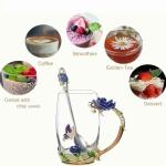 FDINF Tea Cup Gifts for Mom Women Mothers Day Glass Coffee Enamels Mug Birthday Butterfly Rose Gifts for Her Valentines Day Christmas Tea Cup with Spoon