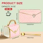 Zubebe 1 Set Coffee Mug Elegant Handbag Shaped Cup Modern Ceramic Purse Mug with Spoon and Saucer, 10oz Cute Creative Tea Cup for Office Home Woman Girls Gift (Pink)