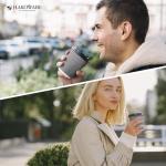 [600 SET]Harvest Pack 8 oz Disposable Coffee Cups, Insulated Ripple Double-Walled Paper Cup with Lid, Black and White Geometric, Tea Hot Chocolate Drinks To go coffee cups