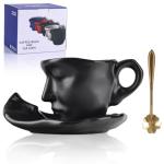 Tea Cup and Saucer Set Ceramic Kissing Couple Coffee Mug Set With Spoon Face Coffee Cup Unique Teacup and Saucer Valentine's Day Christmas Creative Gift