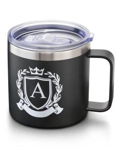 Personalized 14 Oz Insulated Coffee Mug with Lid Handle Stainless Steel Spill Leak Proof Heavy Large Reusable Thermal Travel Hot Tea Cup Camping Big Water Tumbler Custom Cool Men Dad Gifts,A