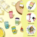 Gythara 9 pcs 9 Colors Milk Tea Theme Alloy Enamel Brooches Pins Bubble Cup Drink Cartoon Food Lapel Pins for DIY Jewelry Clothes Backpack Hats Jackets Badge Craft