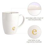HOME SMILE Initial Coffee Cups for Women Friends Mom Daughter,Monogram Ceramic Mugs with Personalized e,Elegant Alphabet Tea Mugs,Cups for Office and Home,12 oz