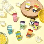Gythara 9 pcs 9 Colors Milk Tea Theme Alloy Enamel Brooches Pins Bubble Cup Drink Cartoon Food Lapel Pins for DIY Jewelry Clothes Backpack Hats Jackets Badge Craft