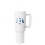 Simple Modern 40 oz Tumbler with Handle and Straw Lid | 4th of July Insulated Reusable Stainless Steel Water Bottle Travel Mug Cupholder Use | Gifts for Women Men Him Her | Trek Signature | USA