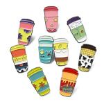 Gythara 9 pcs 9 Colors Milk Tea Theme Alloy Enamel Brooches Pins Bubble Cup Drink Cartoon Food Lapel Pins for DIY Jewelry Clothes Backpack Hats Jackets Badge Craft