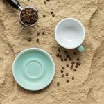 Loveramics Matt Cappuccino Cup, 10 oz Ceramic Latte Art Mug with Saucer, Thick-walled stoneware cup Set, Barista Latte Cup Set for Latte, Cappuccino, Tea - Mineral Colors (Emerald, 10OZ)