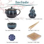 Chinese Kongfu Tea Set,Portable Porcelain Travel Tea Set with Tea cup, teapot, tea caddy, Bamboo Tray,Tea Clip,Tea towel and Carrying Bag Suitable for Travel, Home,Outdoor and Office