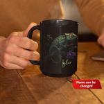 Chameleon Black Mug, Customized Unique Animal Ceramic Cup 11oz 15oz, Personalized Wildlife Enthusiasts Mug, Flower Design Cup, Custom Name Chameleon Coffee Mug, Nature Inspired Cup