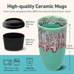 NOVA CERAMICS Travel Mug On the Go Coffee Tumbler Microwave & Dishwasher Safe Green Tumbler - Gifts For Women Men Him Her 16oz Nebula