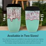 NOVA CERAMICS Travel Mug On the Go Coffee Tumbler Microwave & Dishwasher Safe Green Tumbler - Gifts For Women Men Him Her 16oz Nebula