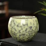 Fuzencup MQjzsh Handmade Chinese Japanese Tea Bowls, Tea Cup Set, 4 Pack, 110ml / 3.7oz for Office, Home, Gifts (Y,Lb，Lg,W)