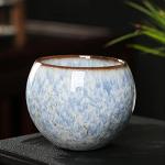 Fuzencup MQjzsh Handmade Chinese Japanese Tea Bowls, Tea Cup Set, 4 Pack, 110ml / 3.7oz for Office, Home, Gifts (Y,Lb，Lg,W)