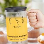 NiHome 33oz Glass Handle Cup with Silicone Lid and Straw for Daily Hydration, Large Capacity for Hot Tea, Iced Coffee, Smoothies, Ergonomic Design with Modern Minimalist Clock Pattern, Dishwasher Safe