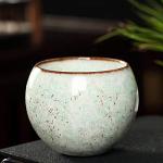 Fuzencup MQjzsh Handmade Chinese Japanese Tea Bowls, Tea Cup Set, 4 Pack, 110ml / 3.7oz for Office, Home, Gifts (Y,Lb，Lg,W)