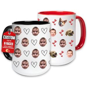 Custom Photo Coffee Mug – All-Over Personalized Mug with Funny Doodles, Gift for Dad, Mom or Grandparents on Birthday or Christmas, Fun and Thoughtful Custom Cup with Your Picture