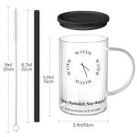 NiHome 33oz Glass Handle Cup with Silicone Lid and Straw for Daily Hydration, Large Capacity for Hot Tea, Iced Coffee, Smoothies, Ergonomic Design with Modern Minimalist Clock Pattern, Dishwasher Safe