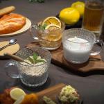 Slivax Upscale Retro Glass Coffee mugs for women Gift 2pcs Set,14oz Overnight Oatmeal Container,Embossed Clear Iced Coffee Glass Cups with Bamboo Lid and Spoon,for Latte,Cappuccino,Americano, Juice