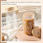 Mumufy 2 Pack Gift for Women Cute Glass Cup Tumbler Flower Iced Coffee Mugs 16 oz Glass with Bamboo Lid & Straw, Mothers Day Birthday Gift for Mom Sister Bridesmaid Baby Shower (Boho Floral)