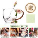 onepeng Gifts for Mom, Glass Tea Cup with Spoon Set, Best Gift For Women Wife Friends Mothers Valentines Day Christmas Birthday,Durable Glass Coffee Mug