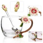 onepeng Gifts for Mom, Glass Tea Cup with Spoon Set, Best Gift For Women Wife Friends Mothers Valentines Day Christmas Birthday,Durable Glass Coffee Mug