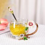 onepeng Gifts for Mom, Glass Tea Cup with Spoon Set, Best Gift For Women Wife Friends Mothers Valentines Day Christmas Birthday,Durable Glass Coffee Mug