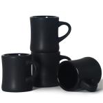 harebe Retro Coffee Mug Set of 4, 10 OZ Heavy Classic Ceramic Diner Cups Set with Handle for Coffee, Tea, Cocoa, Milk, Latte（Black）