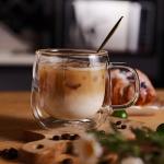 CNGLASS 16oz Double Walled Glass Coffee Mugs(2-pack),Large Clear Coffee Cups with Handle,Glass Espresso Mugs for Latte,Cappuccino,Tea