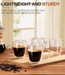 OJA Double Walled Glass Coffee Mugs Set of 4 Hand Blown 14OZ Clear Coffee Cups, Heat Resistant for Cappuccino, Tea, Latte, Espresso, Americano Insulated Borosilicate Glass with Handle
