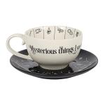 Elegant Black & White Glass Fortune Telling Ceramic Teacup - 7.5cm x 18.5cm (1 Pc.) Unique Design & Gift – Perfect for Everyday Use & Mystical Tea-Time Fun