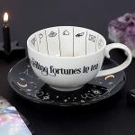 Elegant Black & White Glass Fortune Telling Ceramic Teacup - 7.5cm x 18.5cm (1 Pc.) Unique Design & Gift – Perfect for Everyday Use & Mystical Tea-Time Fun