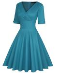 MINTLIMIT Women's Cocktail Dress Half Sleeve Vintage 1950s Retro Rockabilly Prom Tea Dresses (Teal Green - Size L)