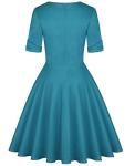MINTLIMIT Women's Cocktail Dress Half Sleeve Vintage 1950s Retro Rockabilly Prom Tea Dresses (Teal Green - Size L)