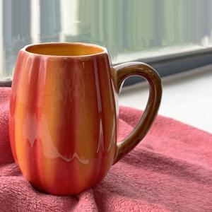 Artceramic Pumpkin Mugs, Ceramic Coffee Mugs and Tea Mug, Novelty Orange Ceramic Pumpkin Shaped Cup, Halloween, Thanksgiving, Christmas, Birthday Gifts,1PC