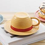 Novelty Ceramic Mug with Saucer – Anime Creative Design Coffee Cup, Unique Ceramic Tea Cup Set, Fun Gift for Fans, 8.5oz