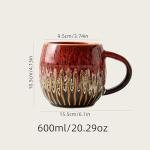 20oz Raku Glaze Coffee Mug - Unique Handcrafted Look Ceramic Cup, Large Tea Mug, Microwave & Dishwasher Safe (red)