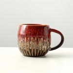 20oz Raku Glaze Coffee Mug - Unique Handcrafted Look Ceramic Cup, Large Tea Mug, Microwave & Dishwasher Safe (red)