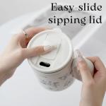 GOOM Travel Coffee Mug, 18/10 Insulated Coffee Cup with Handle, 15oz Stainless Steel Tea Cup with Infuser and Lid for Hot & Cold Drinks,Insulated Mug for Women,Tea Lovers Gifts (Floral White)