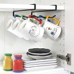 xympo Coffee Mug Hanger for Cabinet, Clip-On Shelf, for Cups, Utensil, Tumbler Lid, Screwless Install (Pack of 2), Fits Shelves up to 3/4"