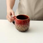 20oz Raku Glaze Coffee Mug - Unique Handcrafted Look Ceramic Cup, Large Tea Mug, Microwave & Dishwasher Safe (red)