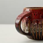 20oz Raku Glaze Coffee Mug - Unique Handcrafted Look Ceramic Cup, Large Tea Mug, Microwave & Dishwasher Safe (red)