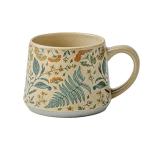 QIXCOZTI Large Ceramic Coffee Latte Mug, Cute Cup for Women, Ideal for Green Tea or Coffee,Hand Painted Floral Design Pottery Mug（Summer’s Whisper）