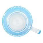 binsakao Glass Coffee Mugs 6 Pack - 12 OZ Blue Coffee Cups with Handles - Classic Vertical Stripes Transparent Tea Cup Set for Hot Cold Beverages