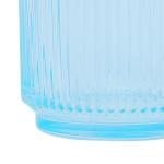 binsakao Glass Coffee Mugs 6 Pack - 12 OZ Blue Coffee Cups with Handles - Classic Vertical Stripes Transparent Tea Cup Set for Hot Cold Beverages