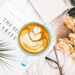 binsakao Glass Coffee Mugs 6 Pack - 12 OZ Blue Coffee Cups with Handles - Classic Vertical Stripes Transparent Tea Cup Set for Hot Cold Beverages