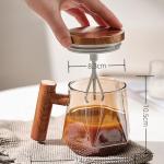 Electric Self Stirring Mug, 400ml High Borosilicate Glass Coffee Cup with Lid & Handle - Lightweight High Speed Mixing for Coffee/Milk/Protein Powder, Home & Office Use (Battery Not Included)