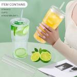 Luiaiog Glass Cups with Lids and Glass Straws, High Borosilicate 20OZ Tumblers (2Pcs) for Coffee, Tea, Juice, Smoothies, Hot/Cold Drinks at Home, Office